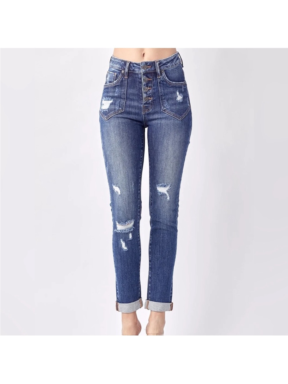 RISEN High Waisted Button Fly Skinny Jeans Size 9/29